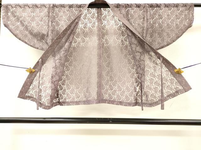 平和屋着物▽　スリーシーズン　春夏秋　塵除け　総レース　花唐草文　薄葡萄色　DABH7435fe