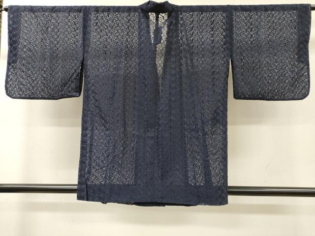 平和屋着物▽道中着　スリーシーズン　春夏秋　塵除け　総レース　舞花　濃藍色　未使用　DABH7437fe