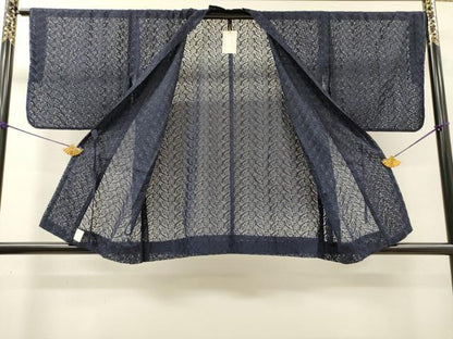平和屋着物▽道中着　スリーシーズン　春夏秋　塵除け　総レース　舞花　濃藍色　未使用　DABH7437fe