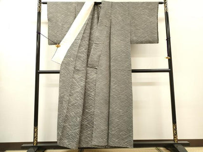 平和屋着物▽上質な小紋　単衣　菱文　正絹　逸品　DABH7443fe