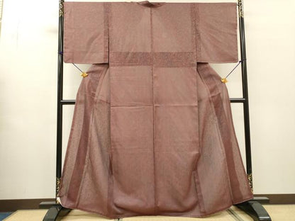 平和屋着物▽上質な小紋　無双　紗袷　紗×絽　作家物　草花　正絹　逸品　未使用　DABH7445fe