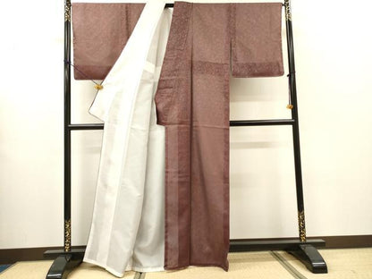 平和屋着物▽上質な小紋　無双　紗袷　紗×絽　作家物　草花　正絹　逸品　未使用　DABH7445fe