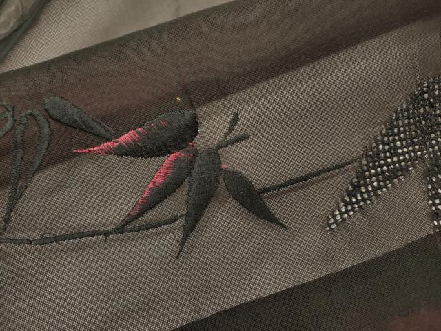 平和屋着物▽羽織　スリーシーズン　春夏秋　塵除け　総刺繍　笹竹文　正絹　逸品　DABH7451fe