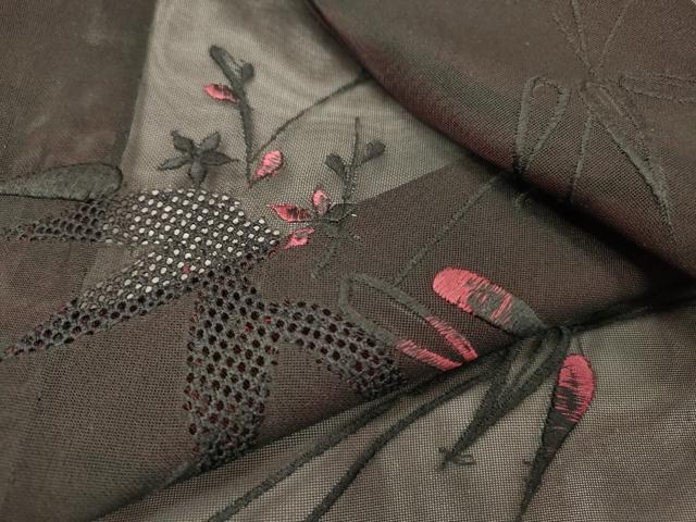 平和屋着物▽羽織　スリーシーズン　春夏秋　塵除け　総刺繍　笹竹文　正絹　逸品　DABH7451fe