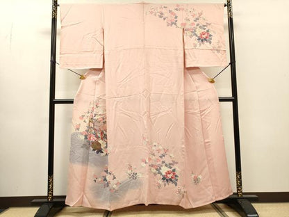 平和屋着物▽訪問着　単衣　御所車花文　暈し染　金彩　正絹　逸品　DABH7452fe