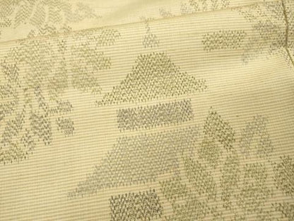平和屋着物▽上質な紬　単衣　風景花文　正絹　逸品　DABH7456fe
