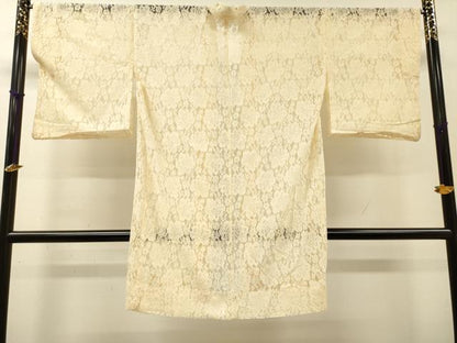 平和屋着物▽羽織　スリーシーズン　春夏秋　塵除け　総レース　草花　レグホーン色　DABH7460fe