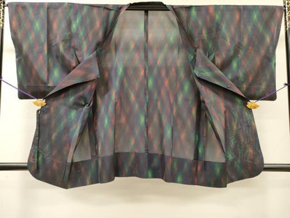 平和屋着物▽道行コート　スリーシーズン　春夏秋　塵除け　二部式　霞文　正絹　逸品　DABH7462fe