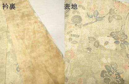 平和屋着物▽上質な小紋　単衣　紬地　枝椿　正絹　逸品　DABH7465fe