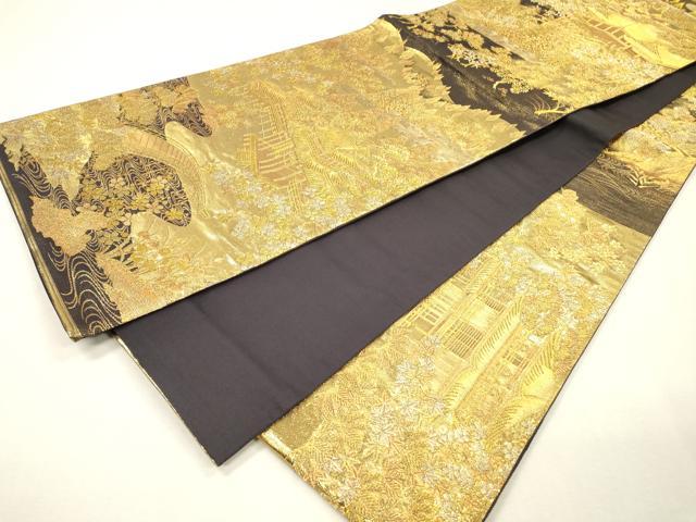 平和屋着物▼京の名門　じゅらく謹製　六通柄袋帯　古都京勝錦繍絵巻　金閣箔　正絹　逸品　DABH7474fe