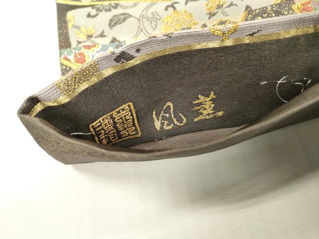 平和屋着物▼六通柄袋帯　風薫　色紙狩猟花文　金銀糸　正絹　逸品　DABH7482fe