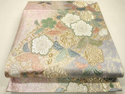 平和屋着物▼六通柄袋帯　辻が花　金銀糸　正絹　逸品　DABH7483fe