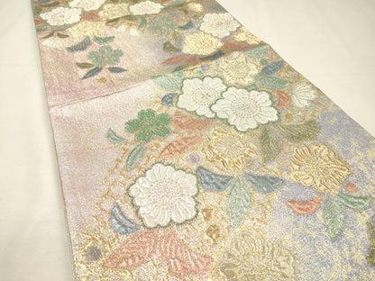 平和屋着物▼六通柄袋帯　辻が花　金銀糸　正絹　逸品　DABH7483fe