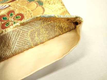 平和屋着物▼六通柄袋帯　梅花能衣蝶文　優雅　金銀糸　正絹　逸品　DABH7496fe
