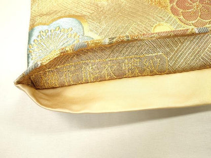 平和屋着物▼六通柄袋帯　梅花能衣蝶文　優雅　金銀糸　正絹　逸品　DABH7496fe