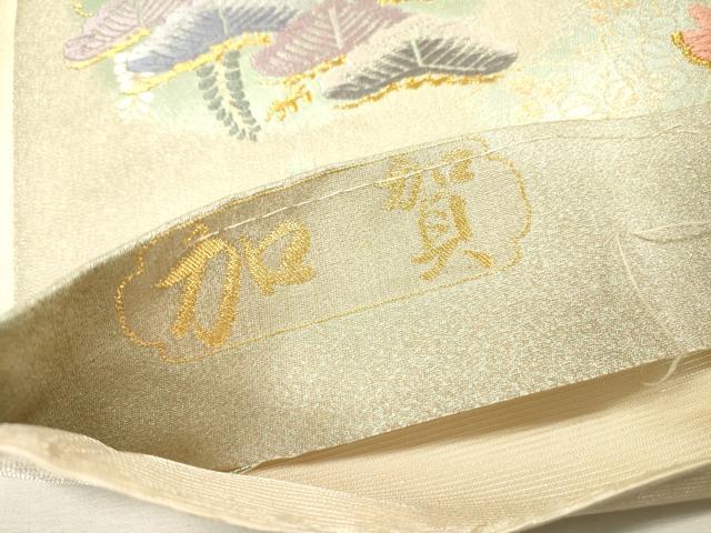 平和屋着物▼六通柄袋帯　唐織　加賀　飛鶴花松丸文　金糸　正絹　逸品　DABH7503fe
