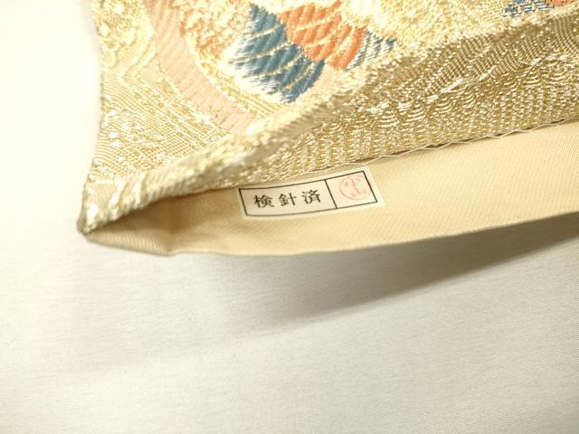 平和屋着物▼六通柄袋帯　唐織　舞蝶飛鶴花丸文　金銀糸　正絹　逸品　DABH7507fe