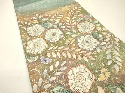 平和屋着物▼太鼓柄袋帯　絞り　辻が花　金糸　正絹　逸品　DABH7513fe