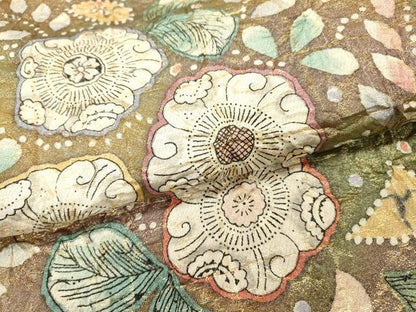 平和屋着物▼太鼓柄袋帯　絞り　辻が花　金糸　正絹　逸品　DABH7513fe