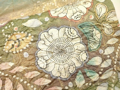 平和屋着物▼太鼓柄袋帯　絞り　辻が花　金糸　正絹　逸品　DABH7513fe