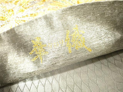 平和屋着物▼全通柄袋帯　華織　松葉文　金銀糸　正絹　逸品　DABH7533fe