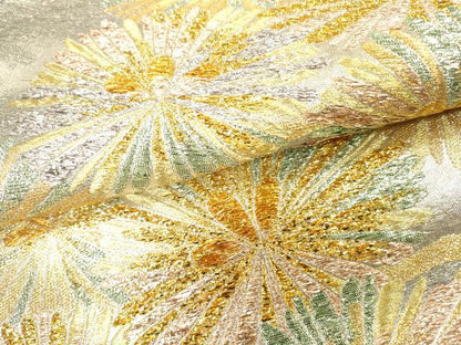 平和屋着物▼全通柄袋帯　華織　松葉文　金銀糸　正絹　逸品　DABH7533fe