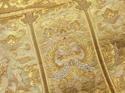 平和屋着物▼六通柄袋帯　向かい鳥花唐草文　金銀糸　引箔　正絹　逸品　DABH7547fe