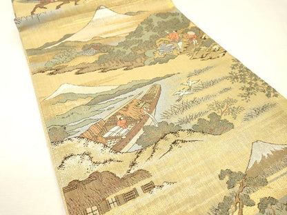 平和屋着物▼西陣　六通柄袋帯　北斎名画集　金銀糸　正絹　逸品　DABH7554fe