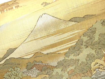 平和屋着物▼西陣　六通柄袋帯　北斎名画集　金銀糸　正絹　逸品　DABH7554fe