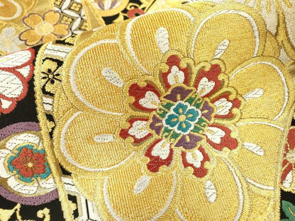平和屋着物▼六通柄袋帯　唐織　束ね熨斗吉祥花文　金糸　鈴乃屋扱い　正絹　逸品　DABH7560fe
