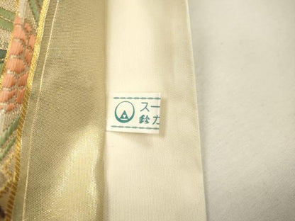 平和屋着物▼六通柄袋帯　唐織　霞花松文　金糸　鈴乃屋扱い　正絹　逸品　DABH7561fe