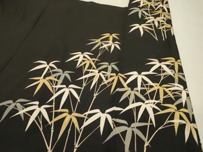 平和屋着物▼豪華黒留袖　笹竹文　金彩　正絹　逸品　DABH7570fe