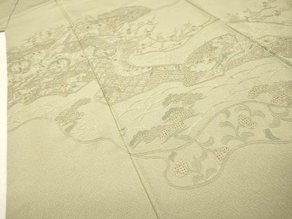 平和屋着物▼中国三大刺繍　スワトウ刺繍　汕頭刺繍　総刺繍　訪問着　道長地紙花文　正絹　逸品　DABH7572fe