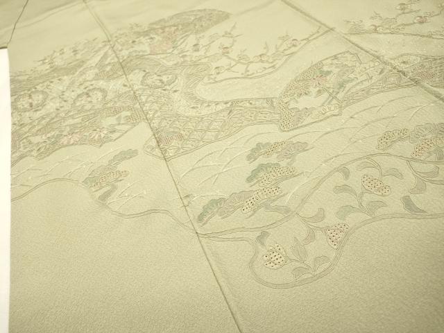 平和屋着物▼中国三大刺繍　スワトウ刺繍　汕頭刺繍　総刺繍　訪問着　道長地紙花文　正絹　逸品　DABH7572fe