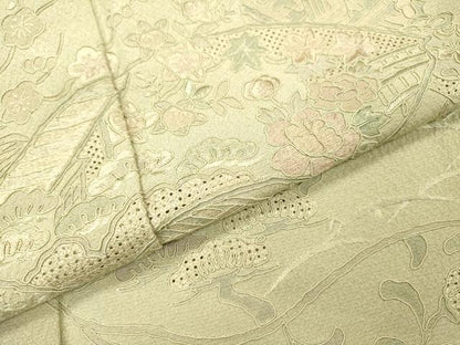 平和屋着物▼中国三大刺繍　スワトウ刺繍　汕頭刺繍　総刺繍　訪問着　道長地紙花文　正絹　逸品　DABH7572fe