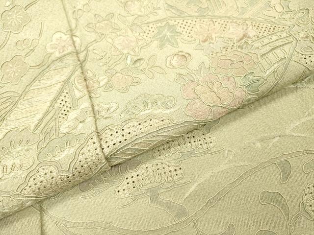 平和屋着物▼中国三大刺繍　スワトウ刺繍　汕頭刺繍　総刺繍　訪問着　道長地紙花文　正絹　逸品　DABH7572fe