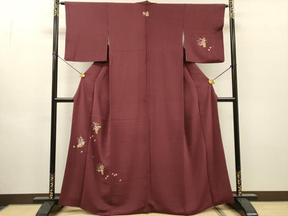 平和屋着物▼訪問着　総刺繍　飾花文　鬼しぼ縮緬　正絹　逸品　DABH7573fe
