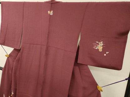 平和屋着物▼訪問着　総刺繍　飾花文　鬼しぼ縮緬　正絹　逸品　DABH7573fe