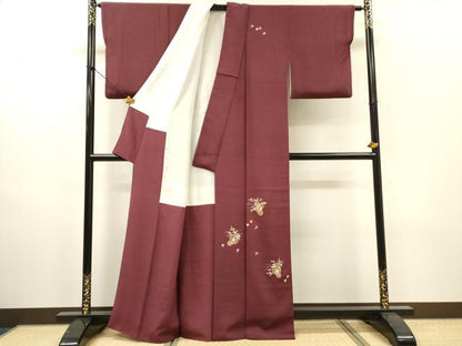 平和屋着物▼訪問着　総刺繍　飾花文　鬼しぼ縮緬　正絹　逸品　DABH7573fe