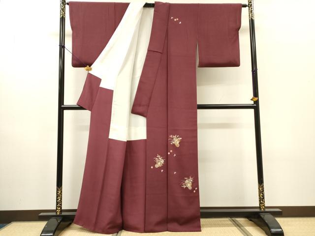平和屋着物▼訪問着　総刺繍　飾花文　鬼しぼ縮緬　正絹　逸品　DABH7573fe