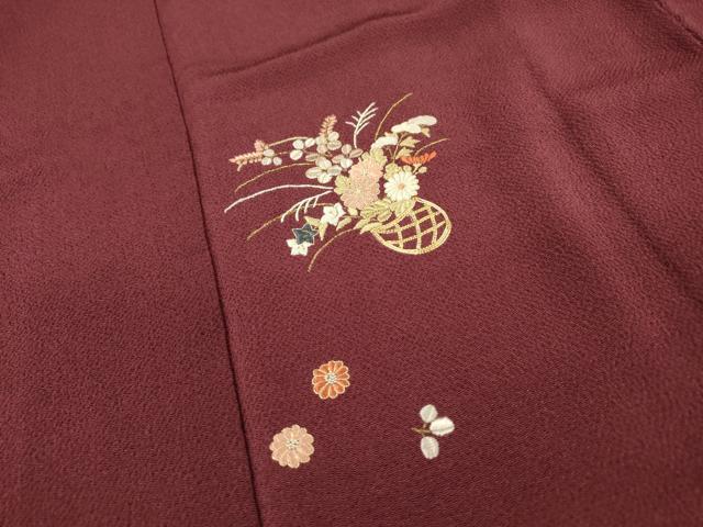 平和屋着物▽訪問着 総刺繍 飾花文 鬼しぼ縮緬 正絹 逸品