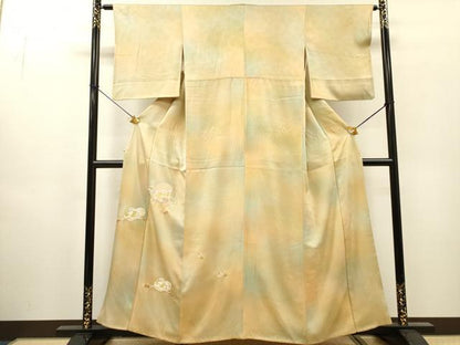 平和屋着物▼訪問着　総刺繍　貝桶文箱花文　暈し染　正絹　逸品　DABH7580fe