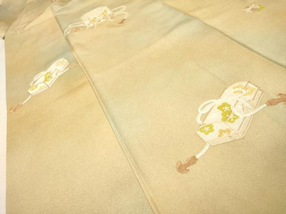 平和屋着物▼訪問着　総刺繍　貝桶文箱花文　暈し染　正絹　逸品　DABH7580fe