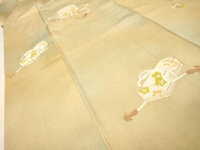 平和屋着物▼訪問着　総刺繍　貝桶文箱花文　暈し染　正絹　逸品　DABH7580fe