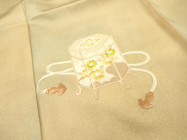 平和屋着物▼訪問着　総刺繍　貝桶文箱花文　暈し染　正絹　逸品　DABH7580fe
