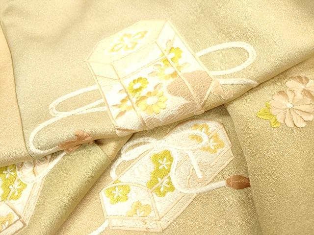 平和屋着物▼訪問着　総刺繍　貝桶文箱花文　暈し染　正絹　逸品　DABH7580fe