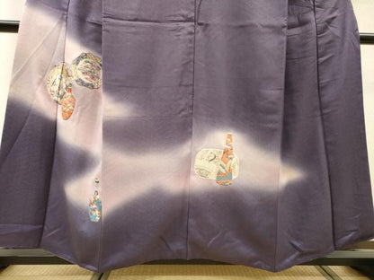 平和屋着物▼中国三大刺繍　相良刺繍　総刺繍　訪問着　陶器花絵皿文　暈し染　正絹　逸品　DABH7583fe