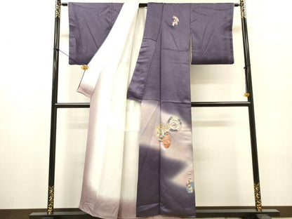 平和屋着物▼中国三大刺繍　相良刺繍　総刺繍　訪問着　陶器花絵皿文　暈し染　正絹　逸品　DABH7583fe