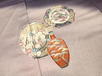 平和屋着物▼中国三大刺繍　相良刺繍　総刺繍　訪問着　陶器花絵皿文　暈し染　正絹　逸品　DABH7583fe