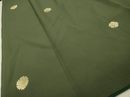 平和屋着物▼上質な小紋　総刺繍　雪輪花文　金糸　正絹　逸品　DABH7585fe
